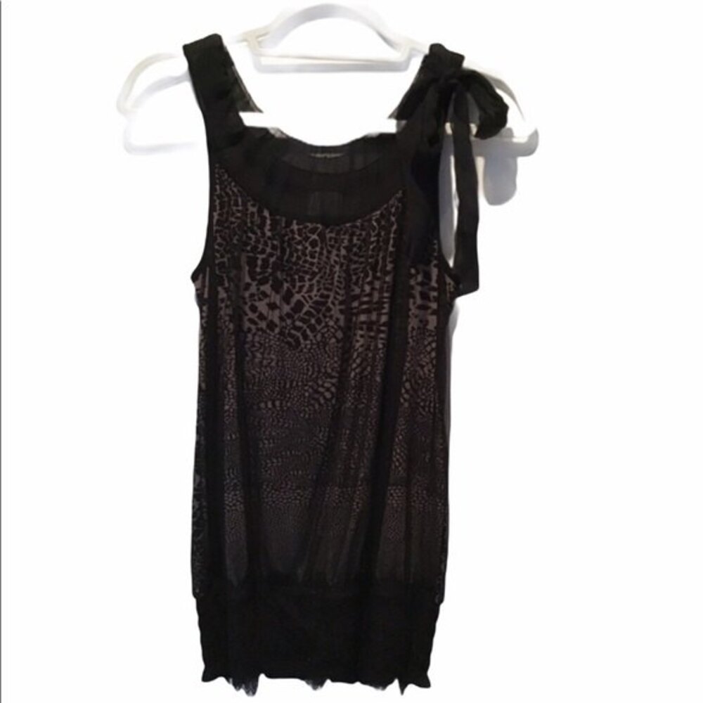 Julienne Leopard and Black Mesh Top Size S